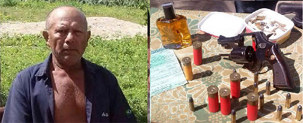 Luiz Henrique da Silva, de 69 anos, foi preso com arma e munições (Fotos: Ascom-PC)