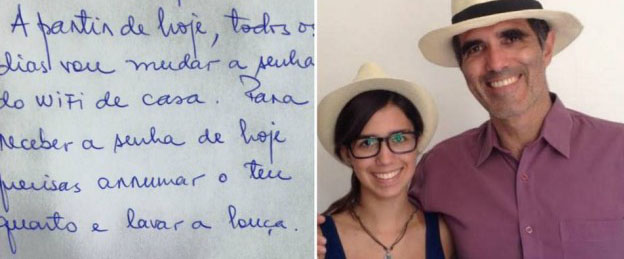 Pai muda senha do wifi diariamente em troca de tarefas domésticas e bilhete viraliza