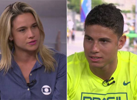 Fernanda Gentil comete gafe ao querer ver medalha de Thiago Braz