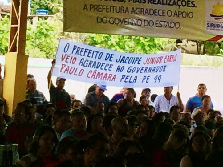 Jacuípe em AL, agradece ordem de serviço da PE-99