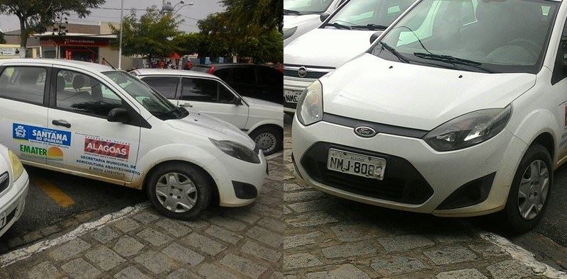 Em Santana do Ipanema prefeito coloca logomarca da prefeitura no carro do Governo do Estado