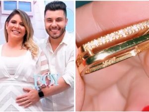 Marília Mendonça mostra anel de brilhantes com nome do filho, Léo