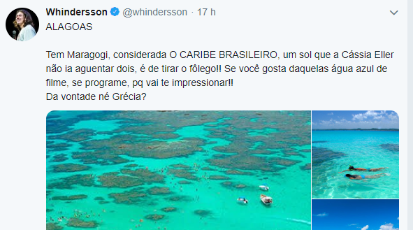 Whindersson Nunes destaca Maragogi como destino turístico do Nordeste