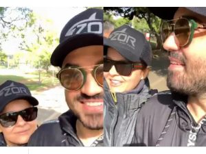 Após volta, Fernando Zor e Maiara fazem caminhada no frio em SP