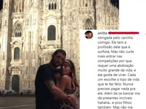 Anitta rebate fã que diz que Pedro Scooby tem que arrumar um emprego