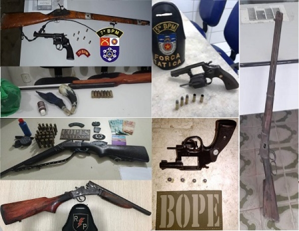 Polícia Militar apreende drogas e sete armas de fogo durante o fim de semana