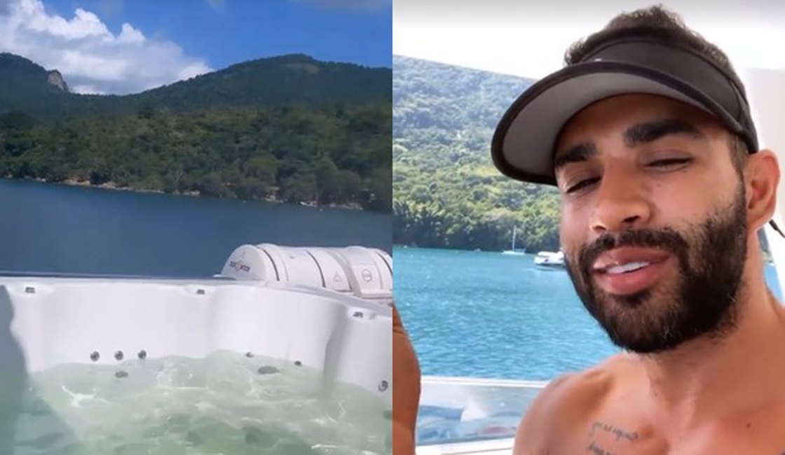 Gusttavo Lima sextou do jeito que a gente queria: curtindo um passeio relaxante em seu iate milionário, na tarde desta sexta-feira (26)!