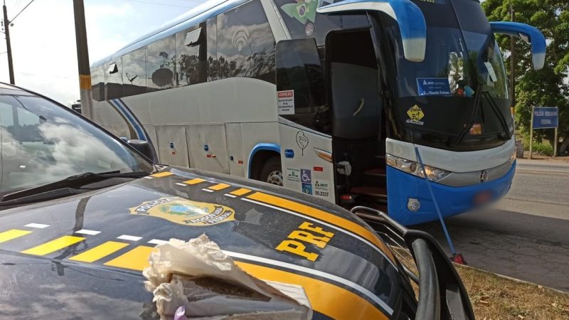 Passageiro é preso após tentar jogar droga em vaso sanitário de banheiro de ônibus irregular
