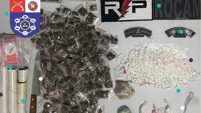 Jovens suspeitos de tráfico de drogas tentam fugir, mas são capturados em Arapiraca