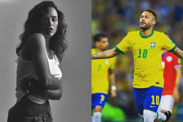 Neymar e Rafa Kalimann trocam beijos na festa da irmã do craque