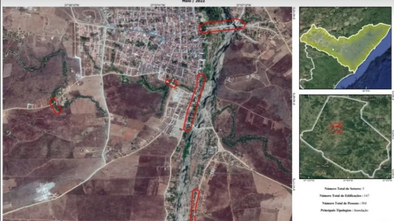 Mais de 140 imóveis em Batalha, AL, estão em áreas com risco alto de inundação