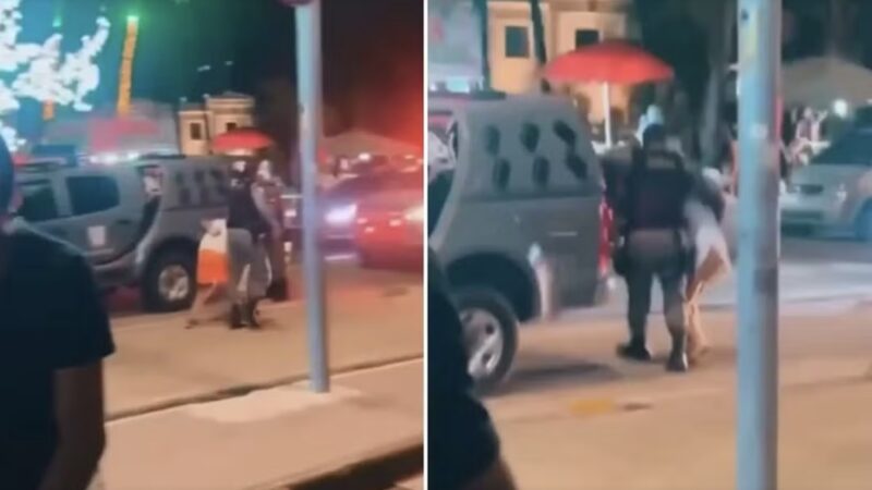 Casal de turistas sai algemado de bar após arrumar briga e xingar policiais em Maceió