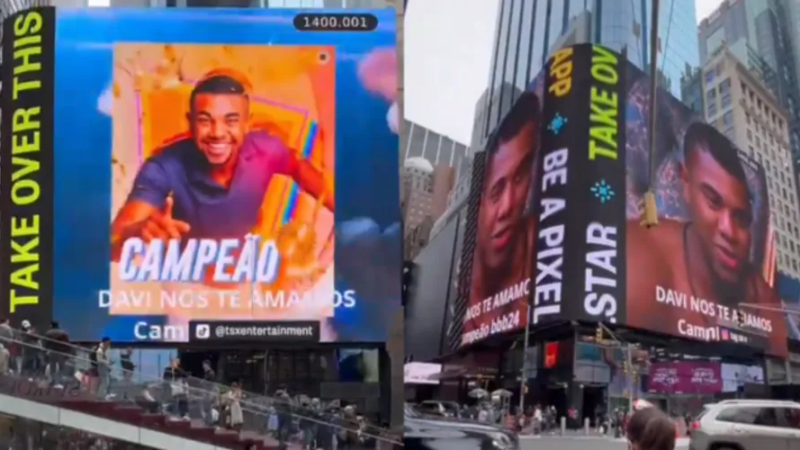 Davi, o campeão do BBB24, ganha homenagem na Times Square