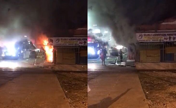 Loja é destruída após ser tomada por incêndio no Centro de Maceió