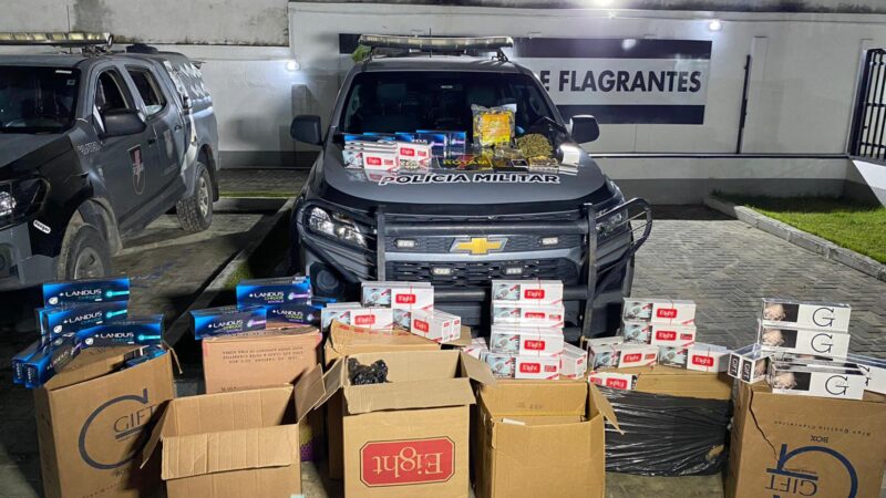 Casal é preso pela PM com maconha e grande quantidade de cigarros falsificados