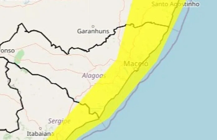 Inmet mantém alerta de acumulado de chuvas para 47 municípios de Alagoas