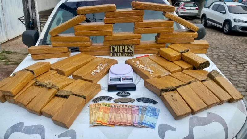 PM apreende 40 kg de maconha e 81 pedras de crack em terreno baldio em Santana do Ipanema