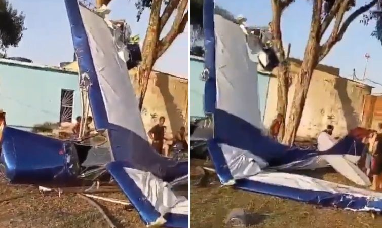 Avião de pequeno porte cai em campo de futebol no Rio de Janeiro