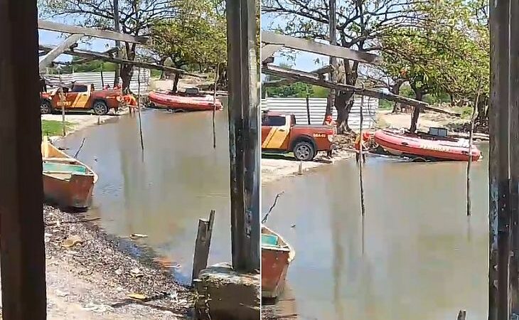 Bombeiros resgatam corpo de homem em rede de pesca, na Lagoa Mundaú