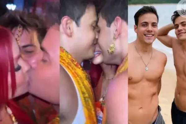 Vídeo de irmãos gêmeos dando beijo triplo em reality de Carlinhos Maia choca a web