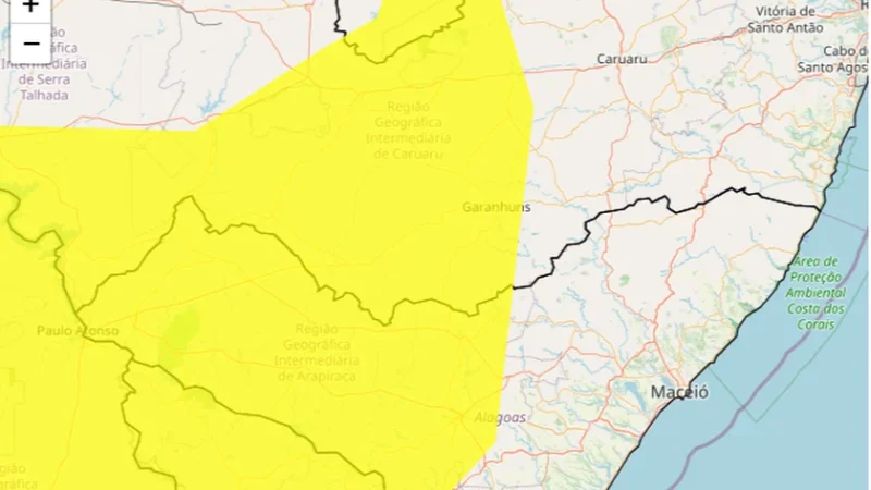 Inmet alerta para baixa umidade do ar em 11 cidades do médio e alto sertão de Alagoas