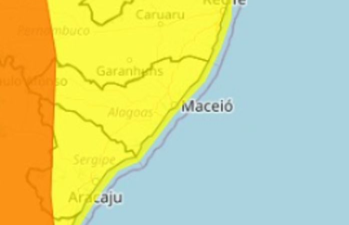 Inmet renova alertas de chuvas para todos os 102 municípios de Alagoas