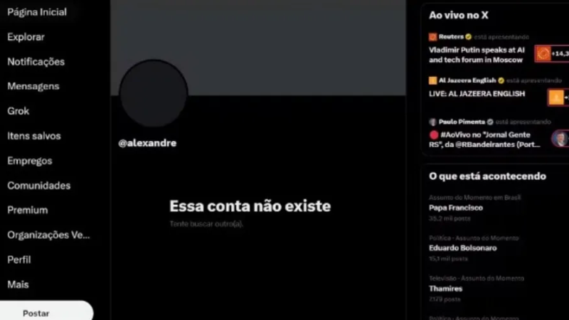 Conta de Alexandre de Moraes é desativada na rede social X
