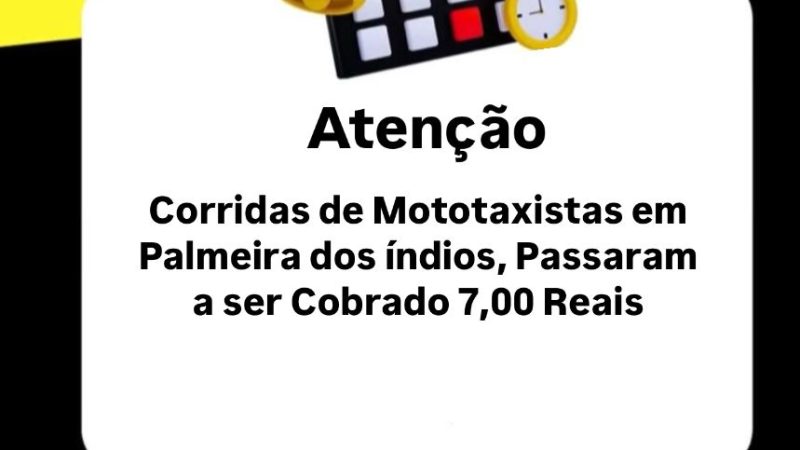 Passagem de mototaxi em Palmeira tem reajuste e valor passa a ser R$7