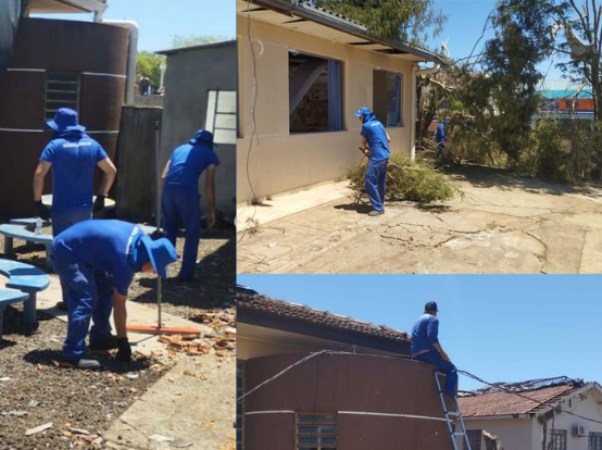 Paraná coloca detentos para reconstruir escolas e Apae, que foram destruídas por tornado