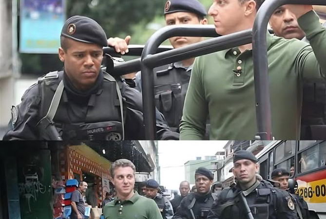 Luciano Huck, em 2011, gravou o quadro “Lata Velha” em favelas do Rio, onde foi escoltado pelo BOPE