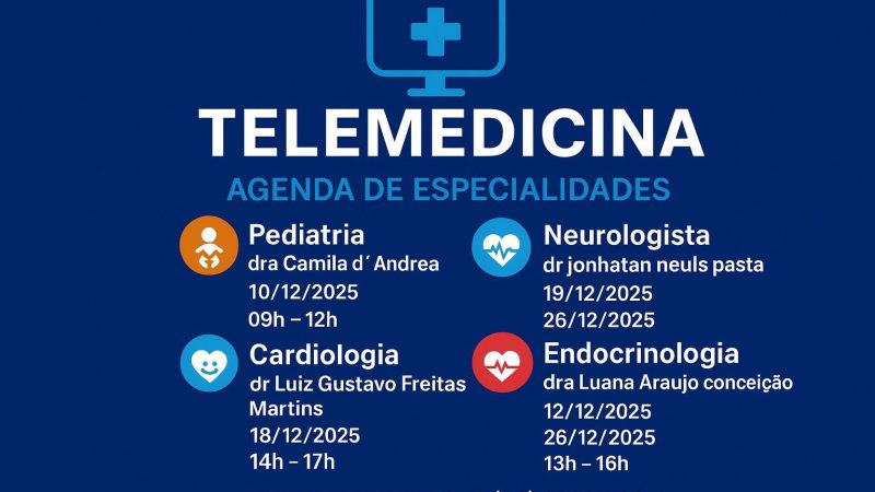 Hospital Regional Santa Rita divulga agenda de telemedicina para dezembro com quatro especialidades