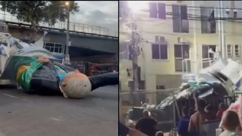 Escultura que representava Lula cai de carro alegórico após desfile na Sapucaí