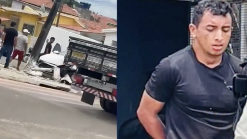 Assalto termina com taxista esfaqueado e colisão em Palmeira dos Índios; suspeito é preso