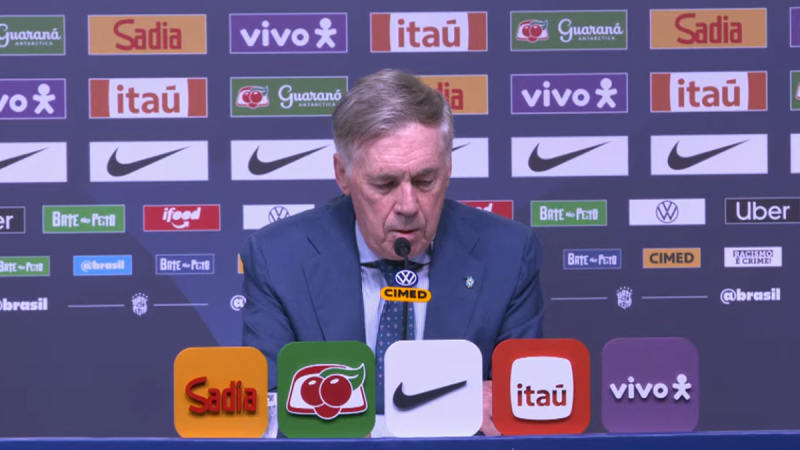 Ancelotti testa elenco e convoca 26 jogadores para últimos amistosos do Brasil antes da Copa