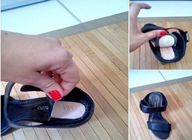 Mulher compra sandália na Arezzo e palmilha mostra marca da Via Uno