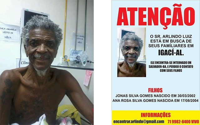Utilidade Pública: Idoso encontrado na BA procura por parentes em Igaci