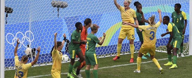 Na abertura dos Jogos, Suécia vence a África do Sul