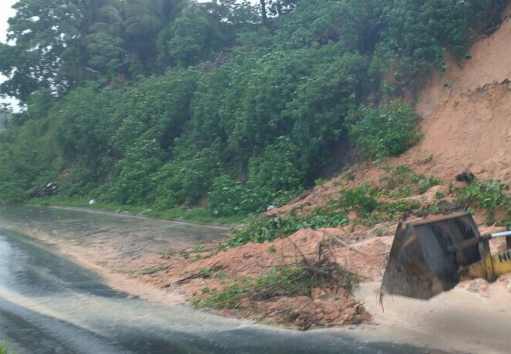 Chuva derruba árvores e provoca deslizamento na Serra do Muro, AL-220