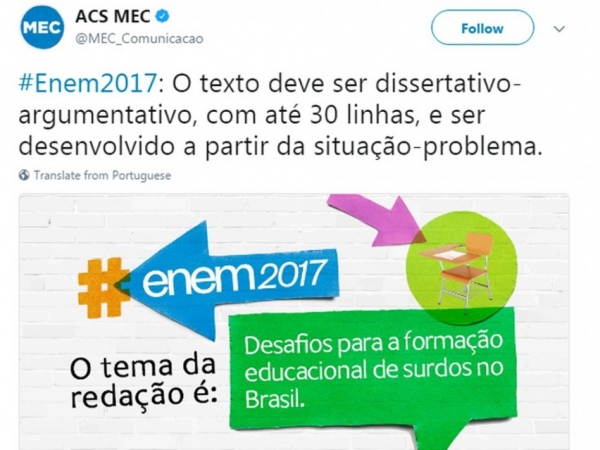 Tema da redação do Enem 2017 fala sobre a educação de surdos no Brasil
