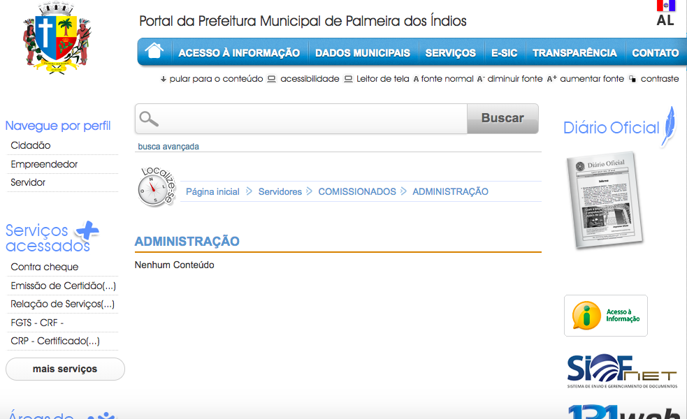 Prefeitura de Palmeira dos Índios omite folha salarial de 2018 em site oficial