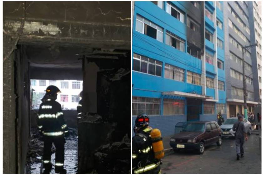 Desesperado, pai pula de prédio em chamas com bebê no colo