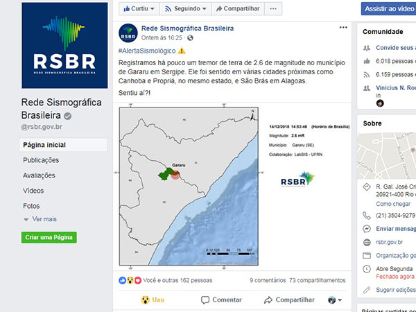 Abalo sísmico é sentido em cidade do interior de Alagoas