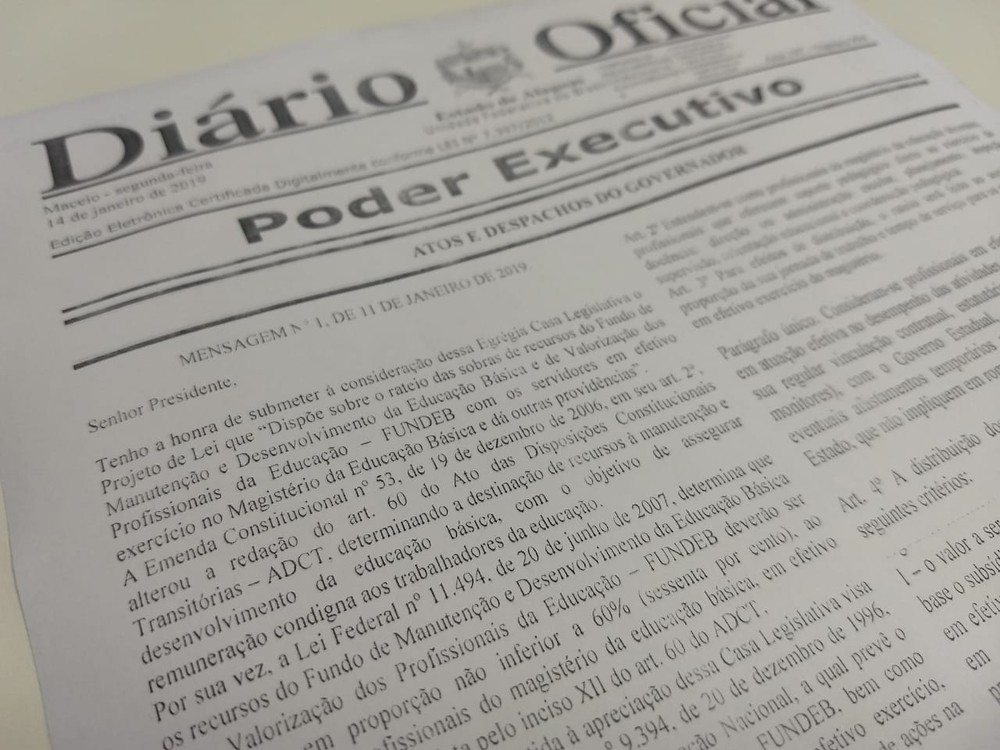 Projeto de Lei do rateio do Fundeb é enviado para a ALE de Alagoas