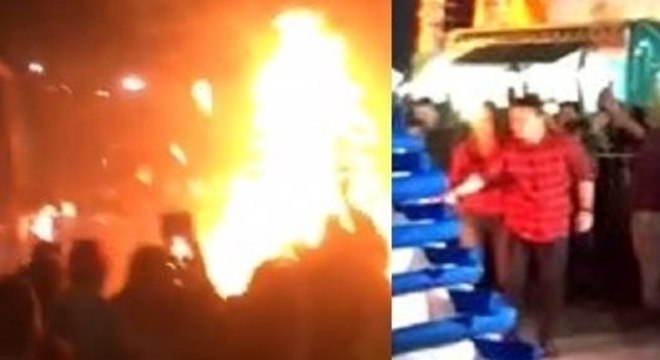 Prefeito e primeira-dama são atingidos por explosão de fogueira em festa junina