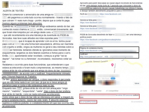 Jovens são condenados a pagar R$ 20 mil por reclamar de bar em rede social