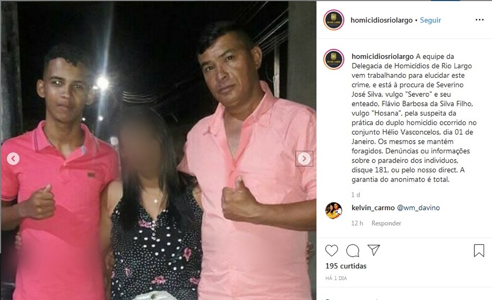 Segundo suspeito de matar irmãos em Rio Largo é identificado