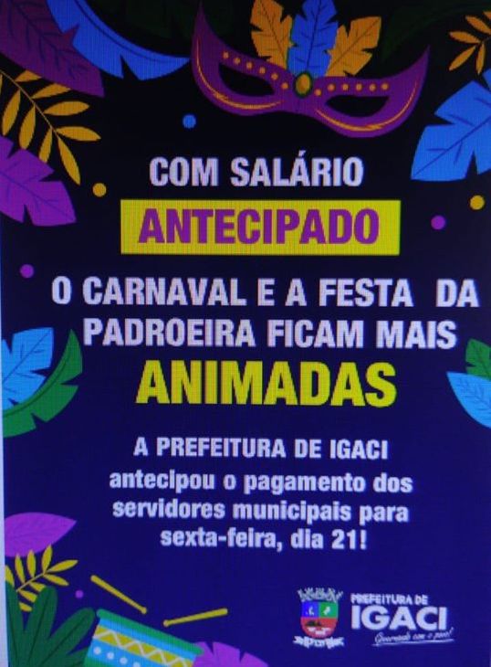 Servidores de Igaci terão salário de fevereiro antecipado