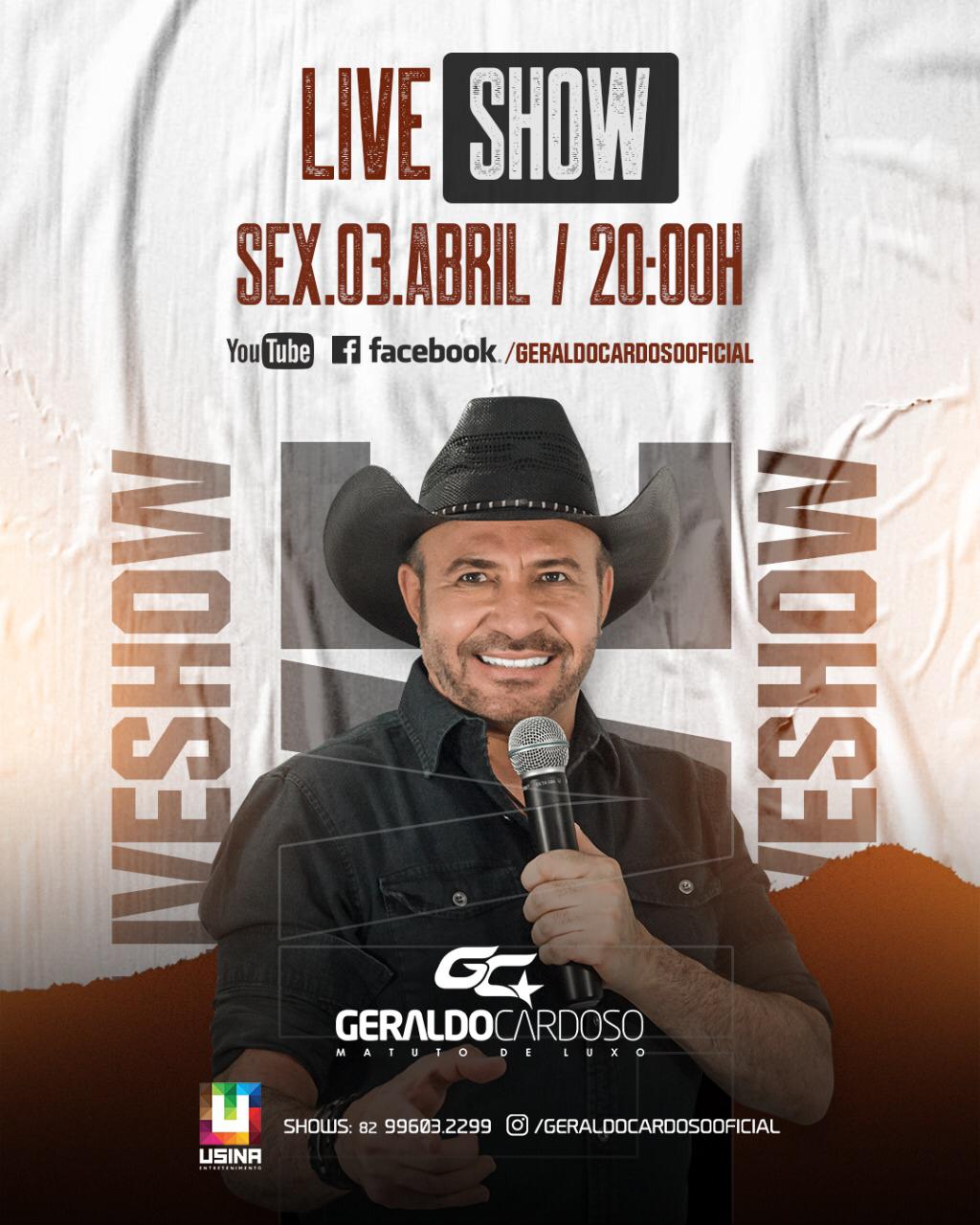 Geraldo Cardoso faz live-show nesta sexta-feira (03)