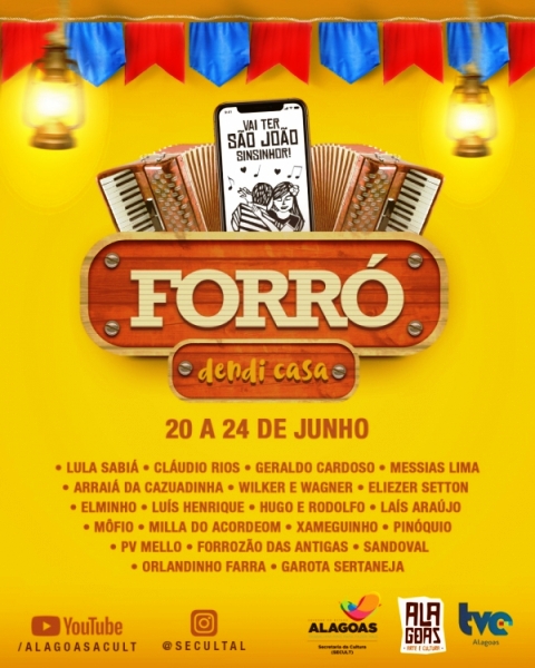 Secult realiza o Forró Dendi Casa em comemoração aos festejos juninos em Alagoas