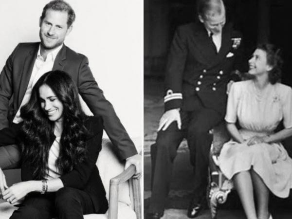 Meghan Markle é acusada de imitar a rainha em nova foto com príncipe Harry